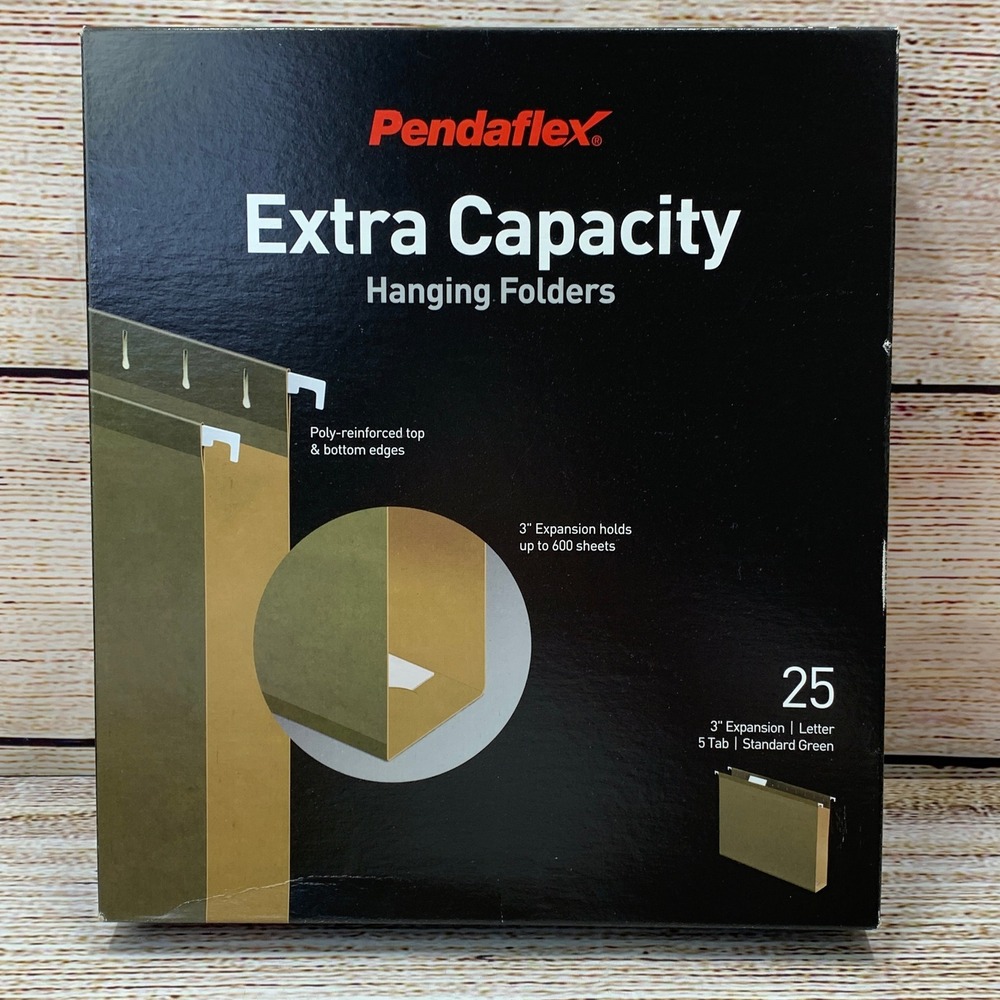 Pendaflex Extra Capacity Hanging Folders Letter Size 25 Count Green New